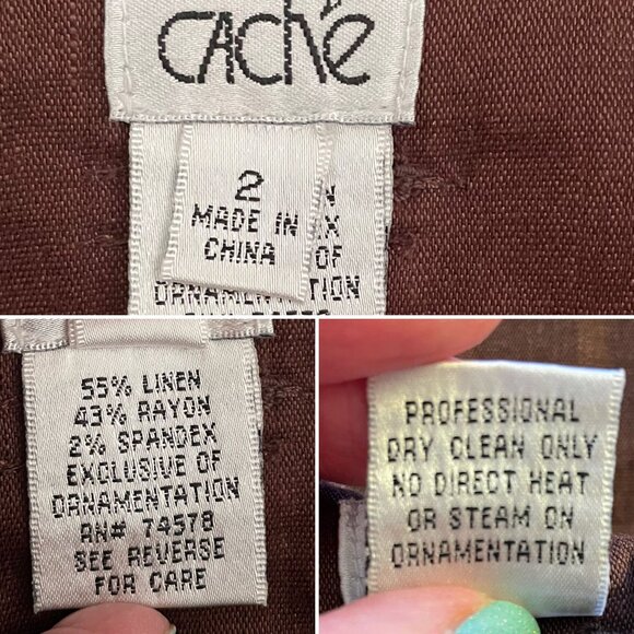 Cache Womens Linen Blend Brown Pants Size 2 - Picture 7 of 14